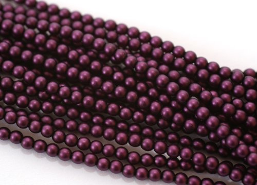 120 st 4 mm runda glasprlor i prlemor, Matted Grape Satin