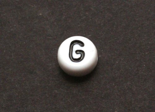 1 st vit bokstavsprla i acryl, 7 mm, G