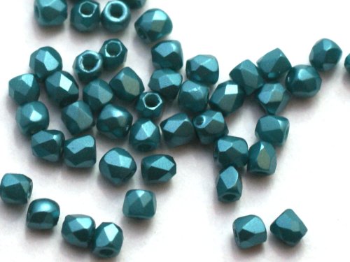 50 st Firepolished 2 mm, Pastel Emerald