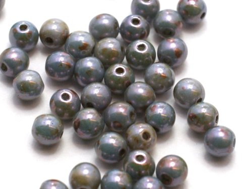 50 st runda, 4 mm, Chalk White Blue Luster