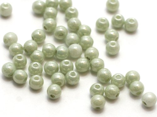 100 st runda, 3 mm, Chalk White Mint Luster