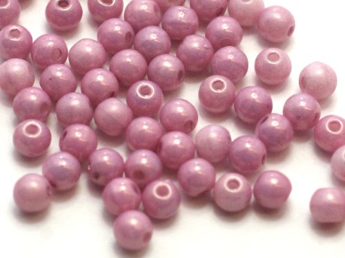100 st runda, 3 mm, Chalk White Lila Luster