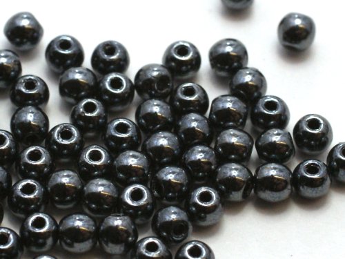 100 st runda, 3 mm, Jet Hematite