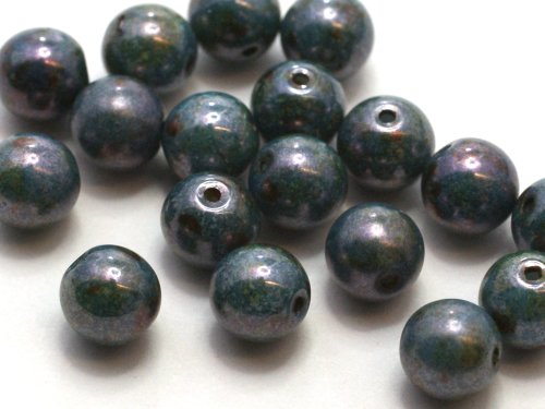 30 st runda, 6 mm, Chalk White Blue Luster