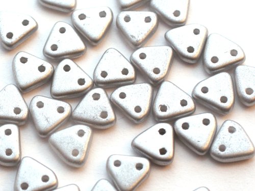 30 st Czechmates Triangles 6 mm, Satin - Silver