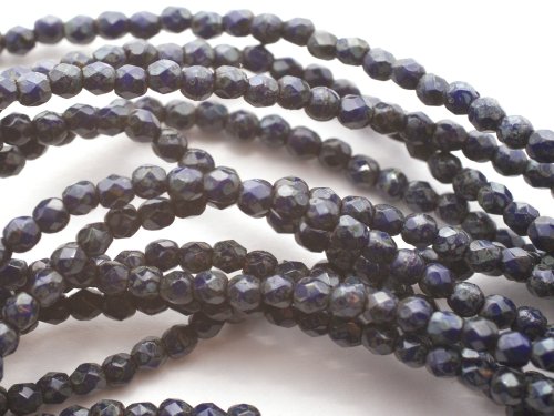 50 st Firepolished 2,5 mm, Navy Blue - Picasso