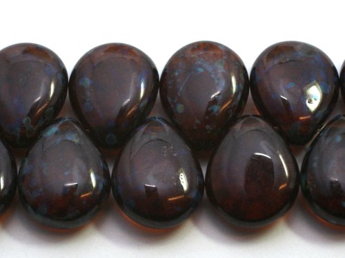 1 st Pearshaped Drop, 12 x 16 mm, Smoky Topaz - Picasso