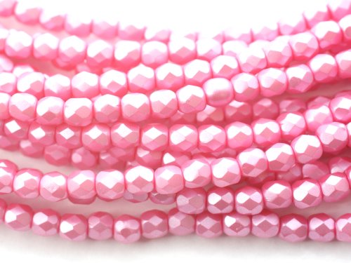 50 st Firepolished, 3 mm, Alabaster Pastel Pink