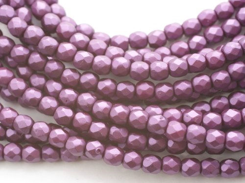 50 st Firepolished, 3 mm, Alabaster Pastel Bordeaux