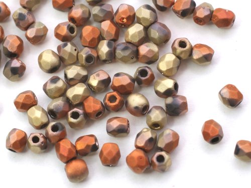 50 st Firepolished, 3 mm, Jet California Gold Rush Matte