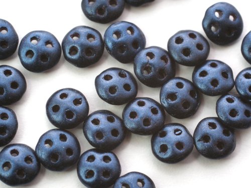 30 st Czechmates QuadraLentils, 6x2 mm, Metallic Suede - Dark Bl
