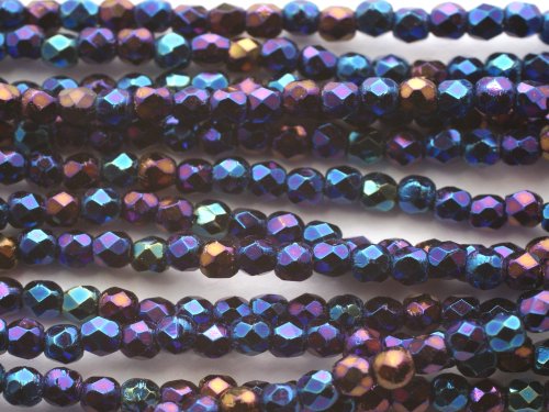50 st Firepolished 2,5 mm, Iris Blue