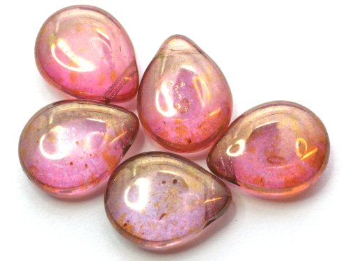 1 st Pearshaped Drop, 12 x 16 mm, Luster Rose/Gold Topaz
