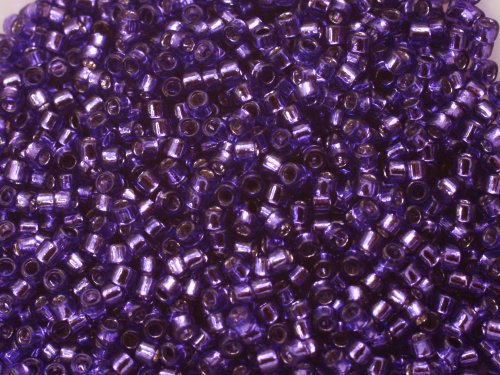 10 g 15/0 TOHO Seedbeads, Silverlined Purple