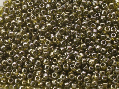 10 g 15/0 TOHO Seedbeads, Gold Lustered Green Tea
