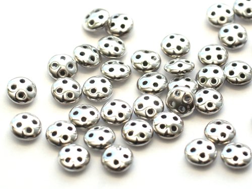 30 st Czechmates QuadraLentils, 6x2 mm, Silver