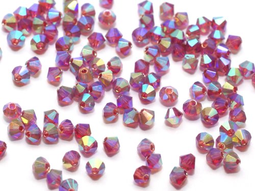 50 st Delara Crystal MC Bicone, 3 mm, Fuchsia 2xAB