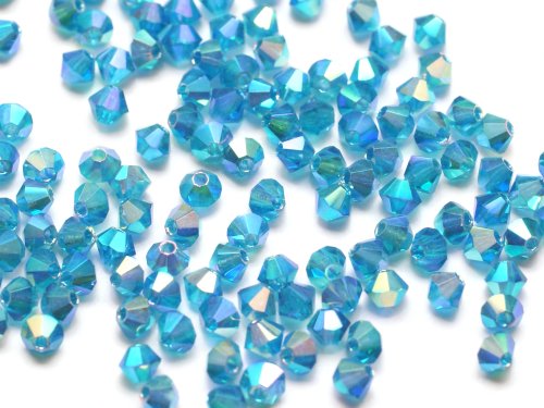 50 st Delara Crystal MC Bicone, 3 mm, Dark Aquamarine 2xAB