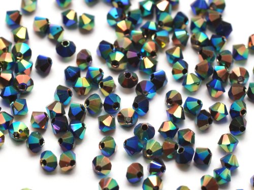 50 st Delara Crystal MC Bicone, 3 mm, Jet 2xAB