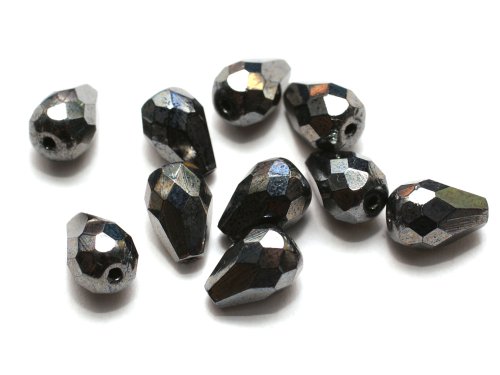 1 st facetterad droppe, 10 x 7 mm, Hematite