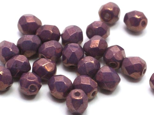 50 st Firepolished, 4 mm, Chalk White Lila Vega Luster