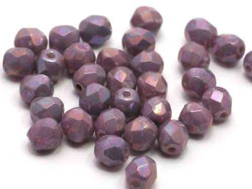 50 st Firepolished, 4 mm, Chalk White Iris