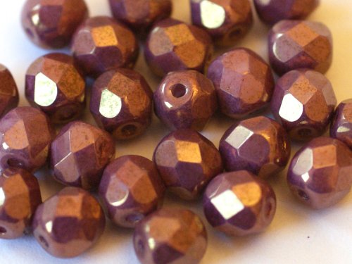 25 st Firepolished, 6 mm, Chalk White Vega Luster