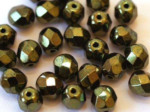 25 st Firepolished, 6 mm, Jet Red Luster