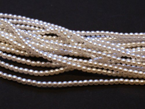 150 st 2 mm runda glasprlor i prlemor, Matte White Satin