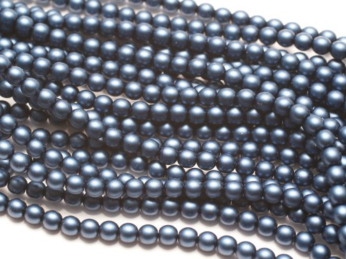 120 st 4 mm runda glasprlor i prlemor, Matte Egyptian Blue Sat