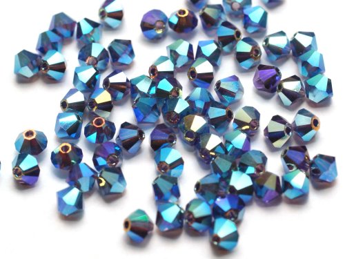 50 st Preciosa MC Bicone, 4 mm, Deep Tanzanite 2xAB