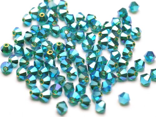 50 st Preciosa MC Bicone, 4 mm, Emerald 2xAB