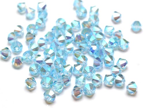 50 st Preciosa MC Bicone, 4 mm, Aquamarine 2xAB