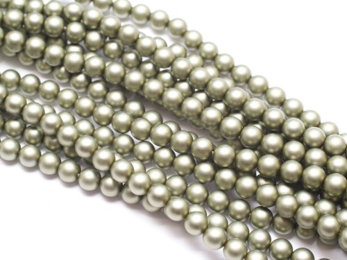 25 st 6 mm runda glasp�rlor i p�rlemor, Matte Russian Green  Sat