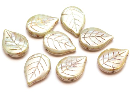 1 st Lv 18x13 mm, Chalk White Green Luster