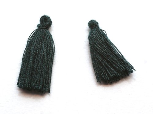 1 st Mini Cotton Tassel, ca 1,7 cm, Green Black