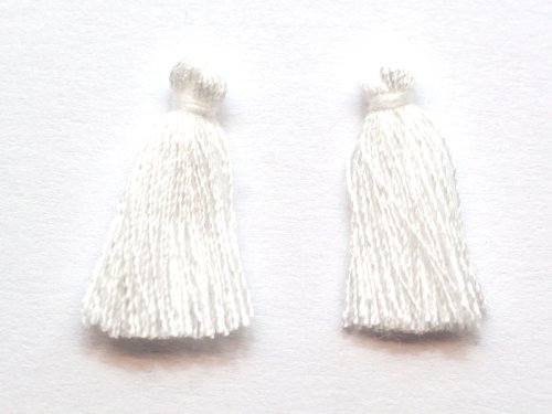 1 st Mini Cotton Tassel, ca 1,7 cm, White