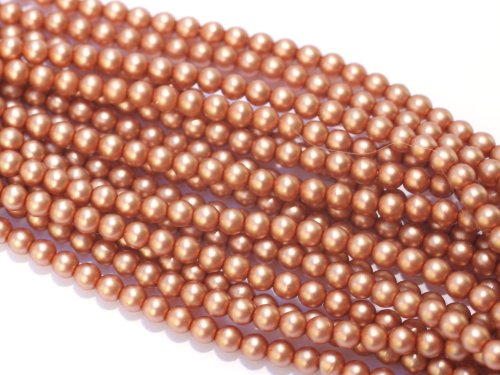 150 st 3 mm runda glasprlor i prlemor, Matte Tawny Satin