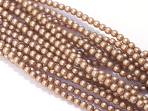 150 st 3 mm runda glasp�rlor i p�rlemor, Matte Taupe Satin
