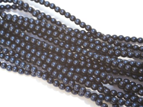 150 st 3 mm runda glasprlor i prlemor, Matte Midnight Blue Sat