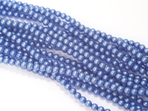 150 st 3 mm runda glasprlor i prlemor, Matte Sapphire Sat