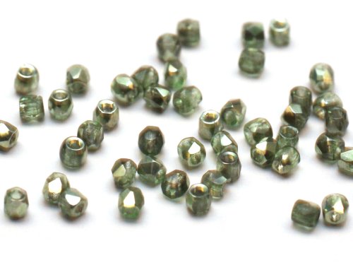 50 st Firepolished 2 mm, Crystal Sea Foam Metallic Ice