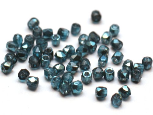 50 st Firepolished 2 mm, Crystal Marine Metallic Ice