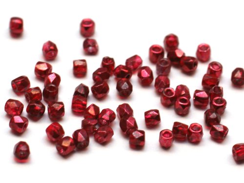 50 st Firepolished 2 mm, Crystal Pomegranate Metallic Ice