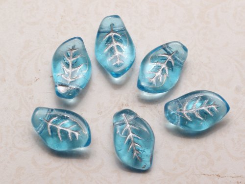 1 st Lv 9 x 14 mm, Aqua Silver Painted