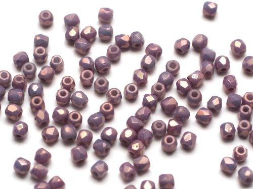 50 st Firepolished 2 mm, Chalk White Lila Vega Luster