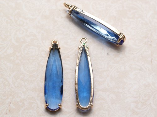 1 st guldinfattad droppe, 32x8x4 mm, Royal Blue