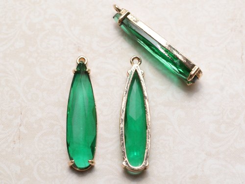 1 st guldinfattad droppe, 32x8x4 mm, Sea Green