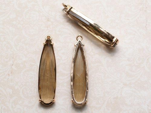 1 st guldinfattad droppe, 32x8x4 mm, Olive