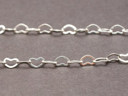 1 m Kedja med hjrtan, 4x3 mm, Silverfrgad